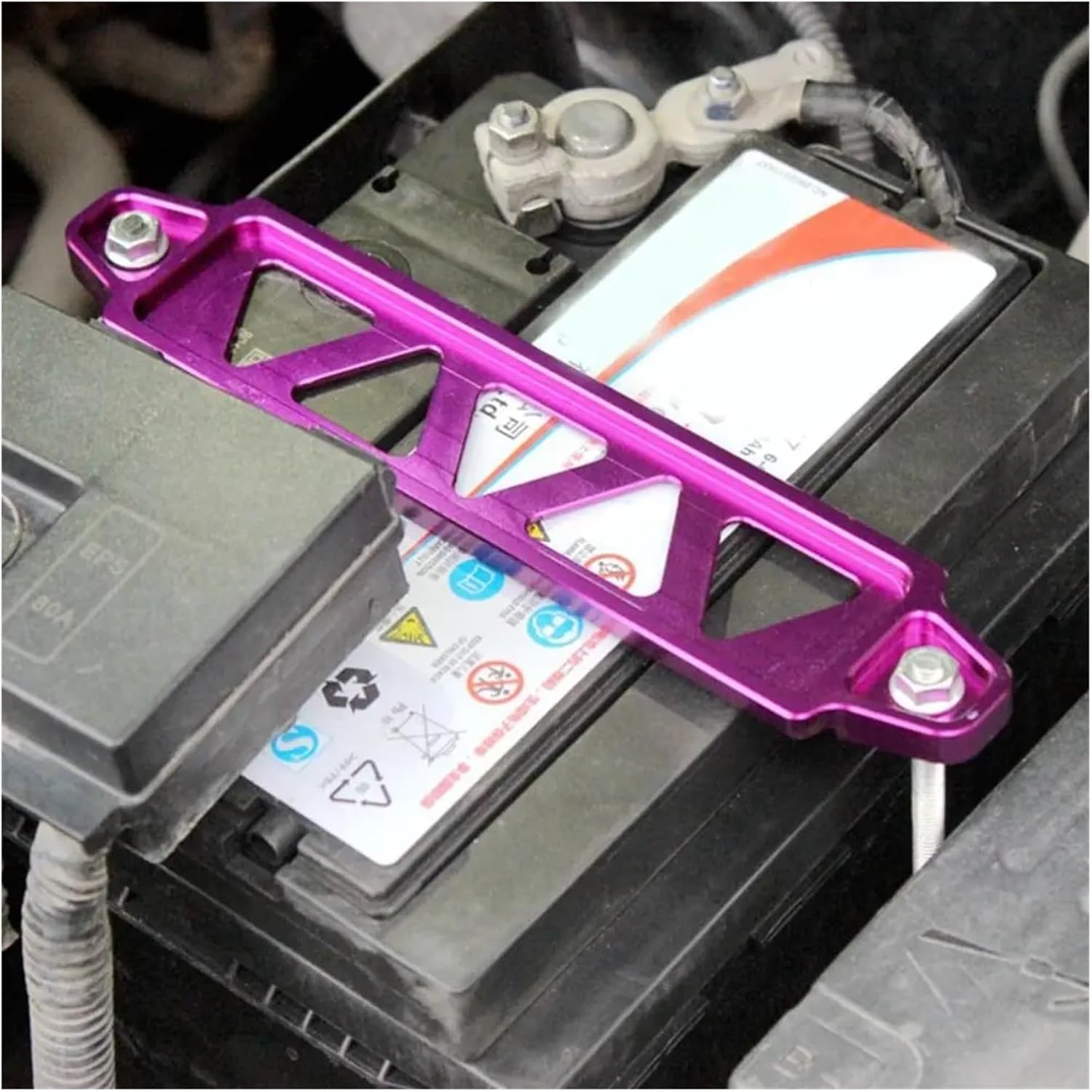 2Pc Alloy 218MM Auto Battery Hold Down Bracket(Purple)
