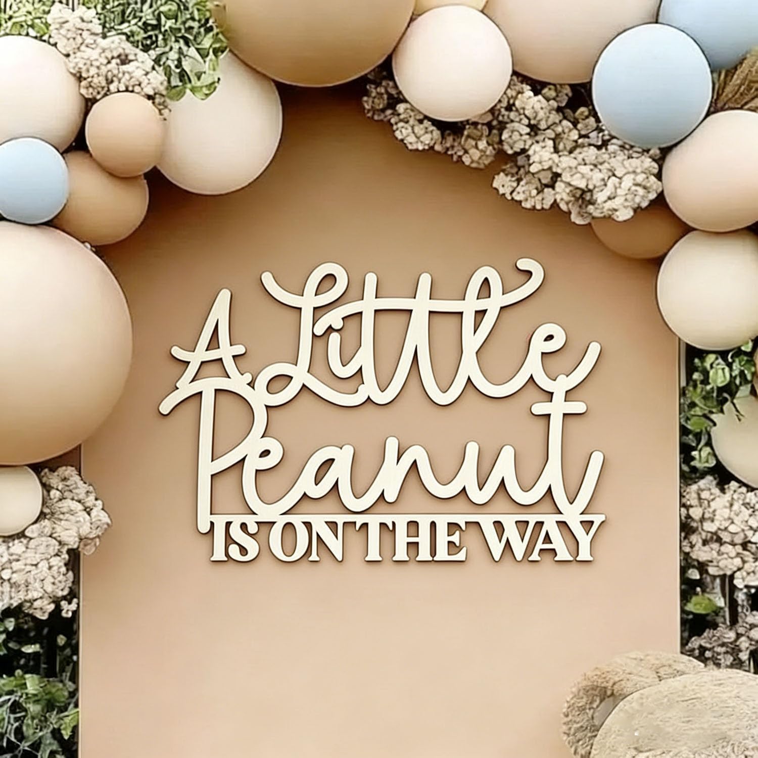 A Little Peanut Is On The Way for Backdrop,Wooden A Sweet Little Peanut Decal Sign,First Birthday Decorations for Girl, One Year Old Gender Reveal Sign,1st Party Supplies for Girls Boy