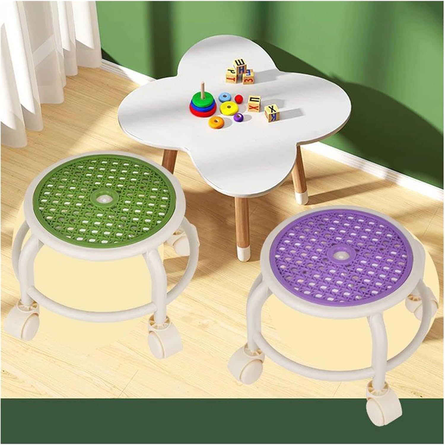 Pedicure Chair Low Roller Seat Chair 360° Rotating Pedicure Stool Multipurpose Universal Wheel Stool for Home Office Library Salons Barber Shop (Violet A,Size)/Gray a/Size