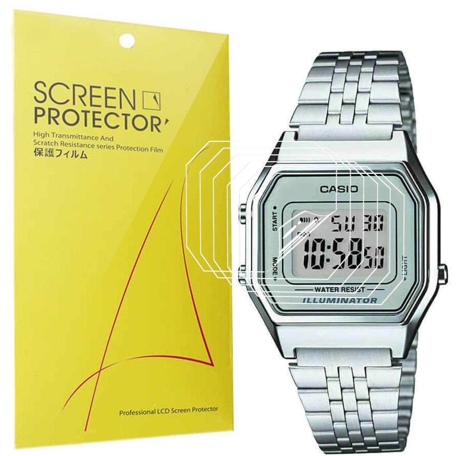 Blueshaweu Protector de pantalla TPU Casio LA680WEA HD transparente flexible 6 unidades