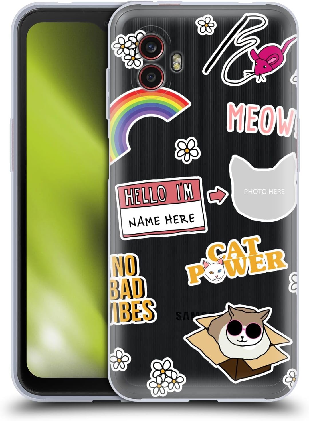 Custom Customized Personalized Pet Cases Cat Head Name Stickers Soft Gel Case Compatible with Samsung Galaxy Xcover6 Pro/Pro2