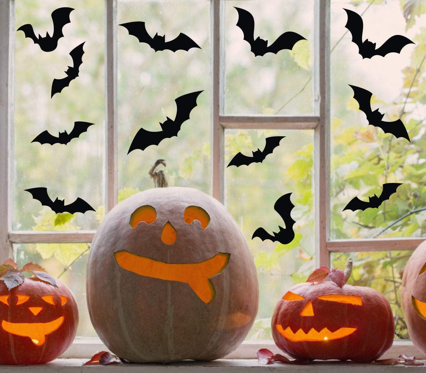 Quotemywall Black Spooky Bats Halloween Decoration Window Stickers, Flying Bat Decals, Window Decor