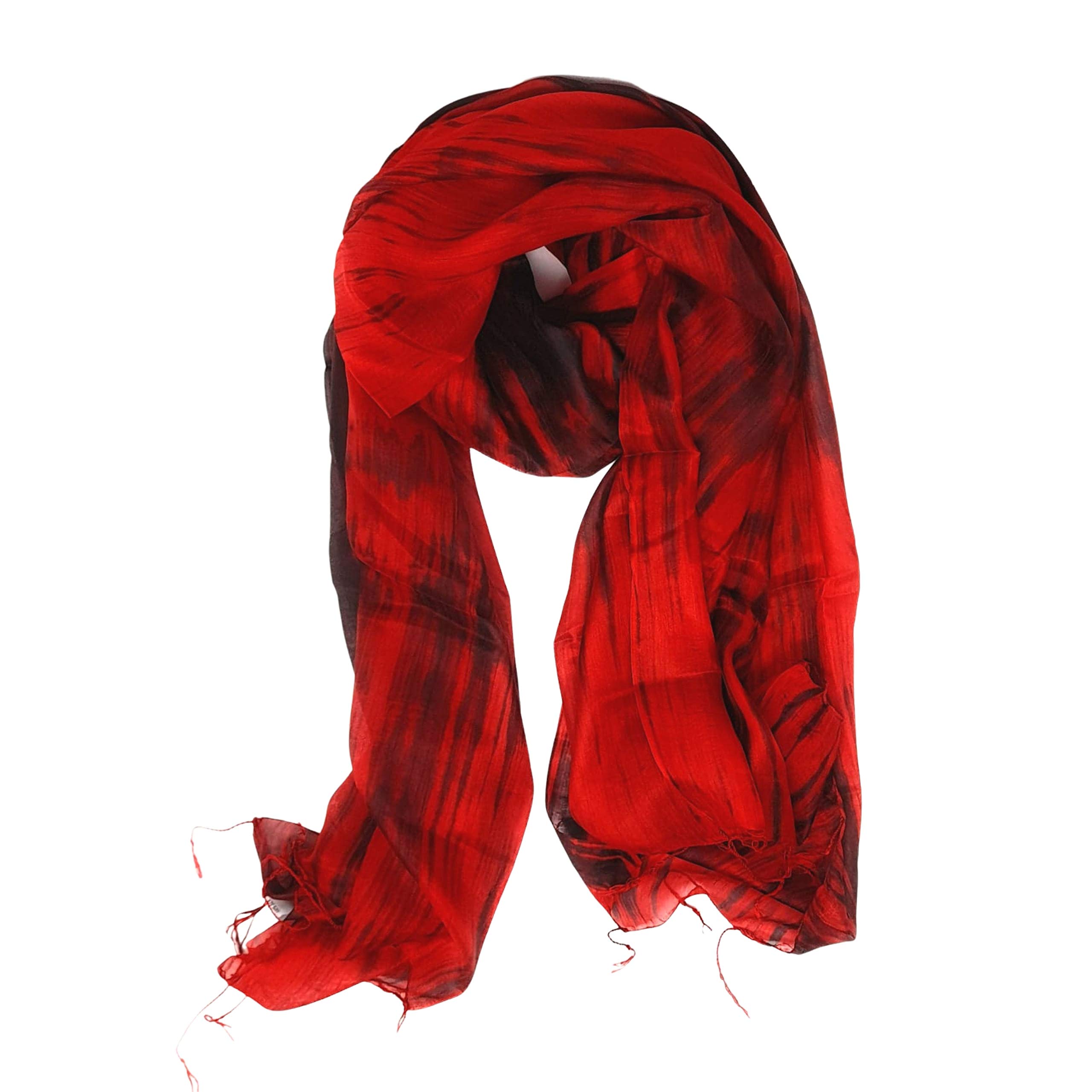Millie & Boo Women's Red, Black - 100% Mulberry Silk Scarf - Scarf Lightweight 170X75cm With Gift Box Thoughtful Gifts For -Silk Scarves Red And Black