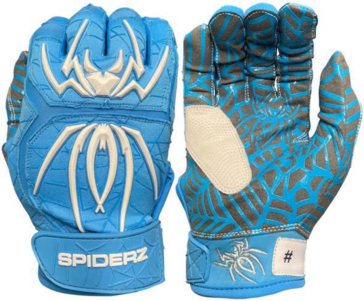 Spiderz 2022 Hybrid Series Boy's Baseball Batting Gloves (Pair) Columbia Blue | White YLG