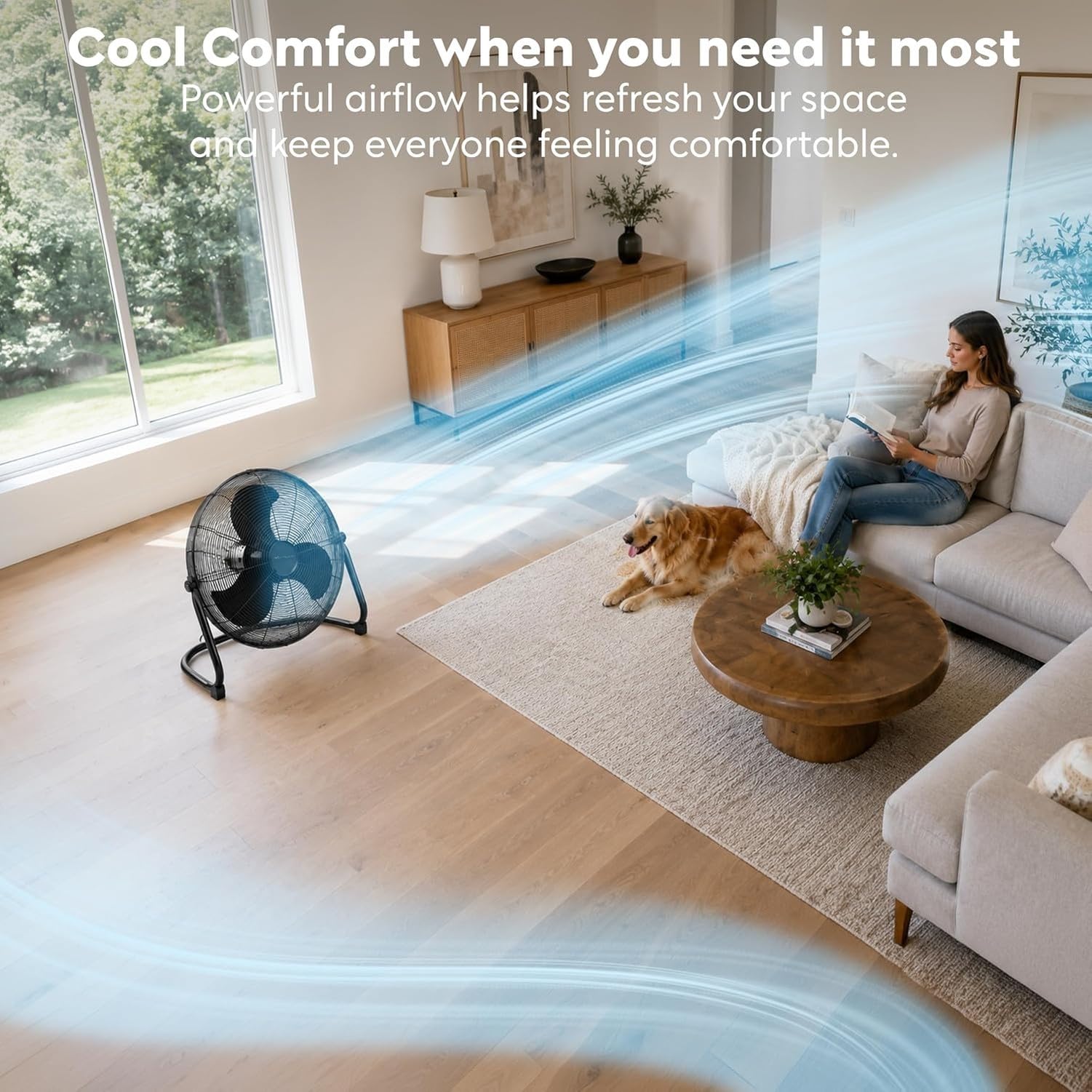 Ventilador de Pie 50 cm, Ventilador de Aire Potente de Alta Velocidad para Circular Aire, con 3 Velocidades e Inclinación Ajustable, para Hogar Oficina y Gimnas, Black Mono, 20"