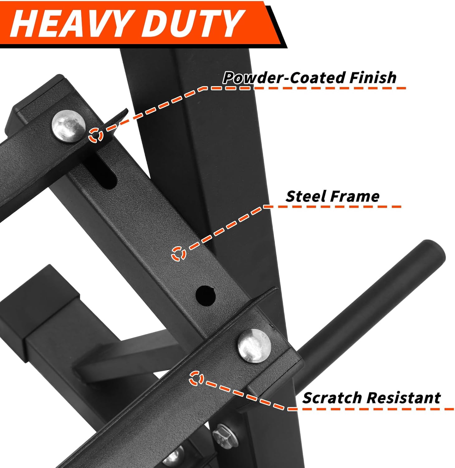 PENSUN Dumbbell Rack – 3 Tier Adjustable Weight Storage Stand with Side Barbell Plate Holder – Multi Purpose Home Gym Organizer for Dumbbells, Kettlebells, Barbell