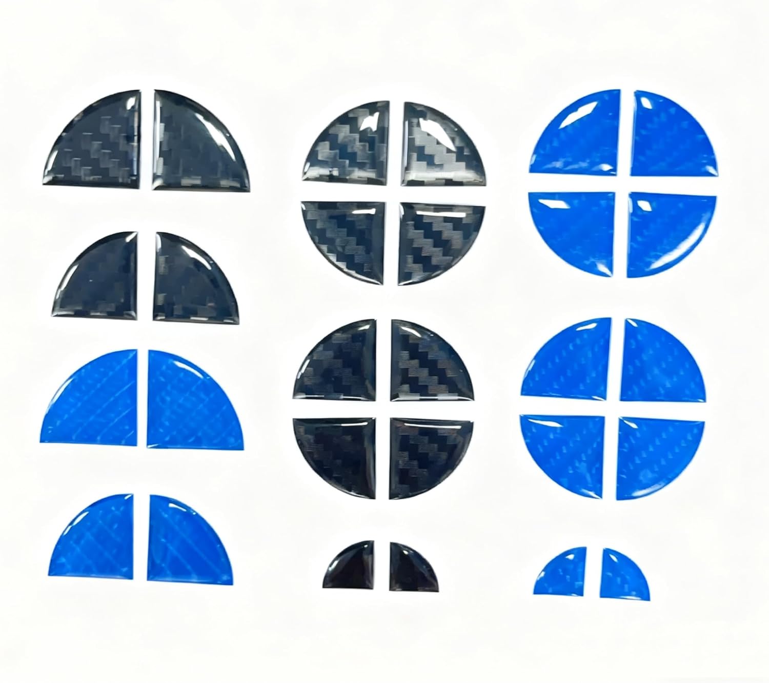 3D Epoxy Resin Sticker,Compatible with BMW Emblem, Blue Black Carbon Fiber Stickers, A Set of 7 Pieces for the Entire Vehicle