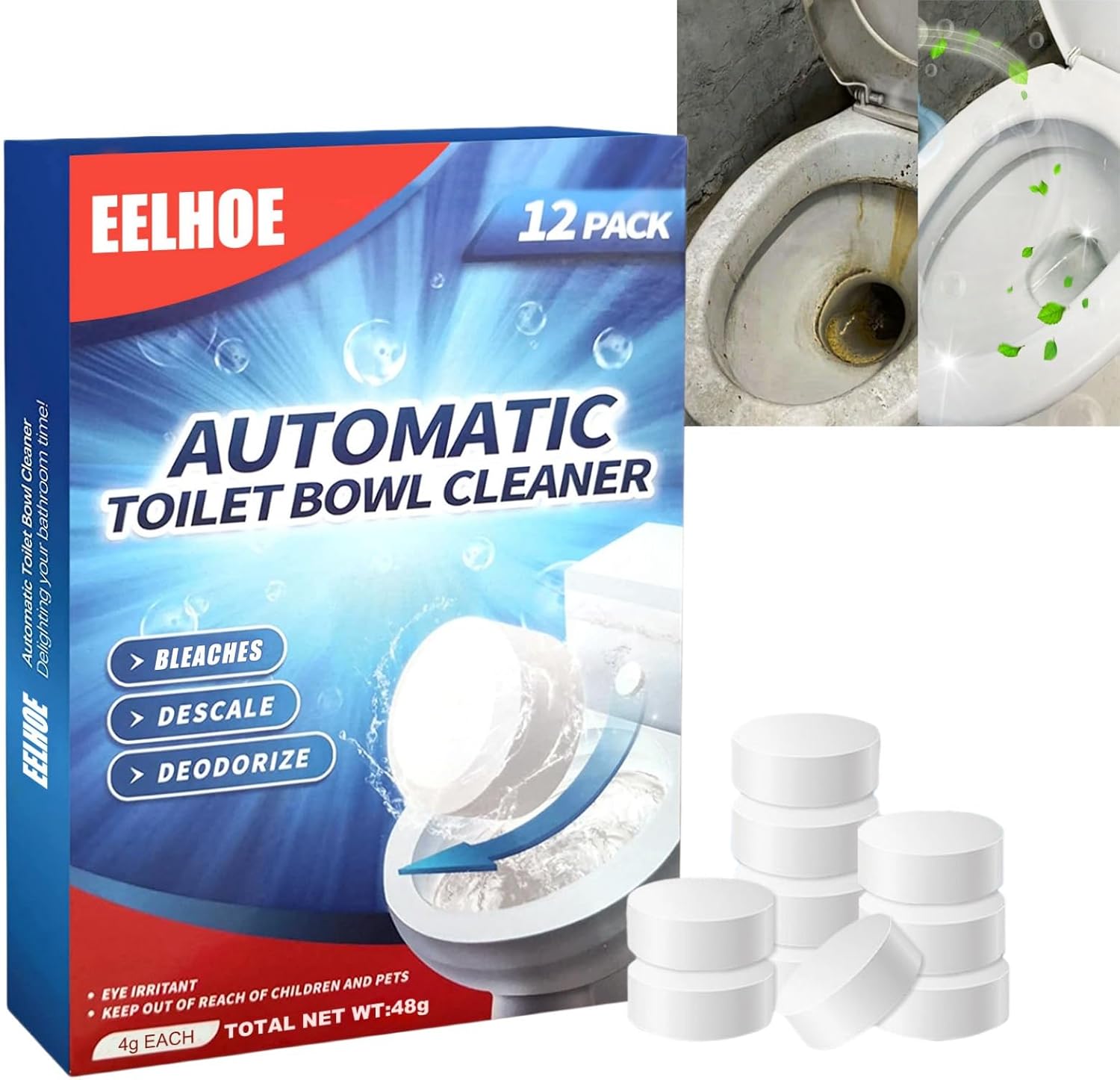 12PCS Toilet Cleaner,Toilet Bowl Cleaner,Toilet Descaler Heavy Duty