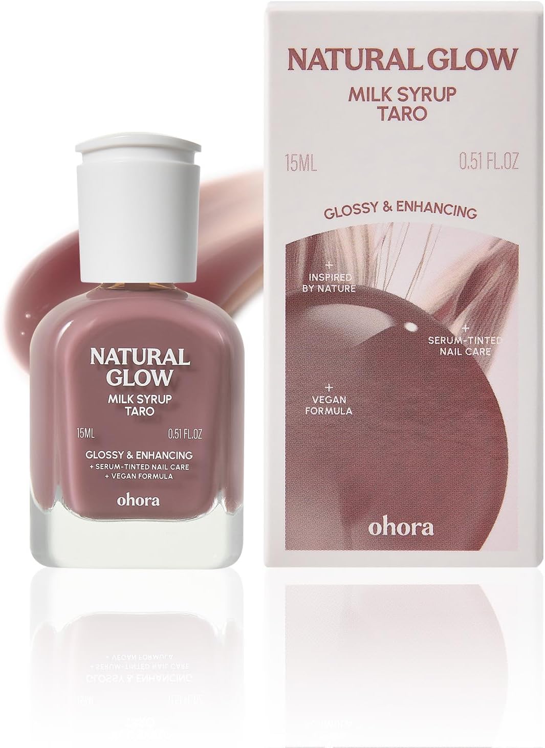 ohora Natural Glow Milk Syrup Nail Strengthener (Taro) - Tinted Nail Hardener for Brittle, Damaged Nails, Quick-Dry Glossy Finish, Nail Repair & Growth, 15 mL