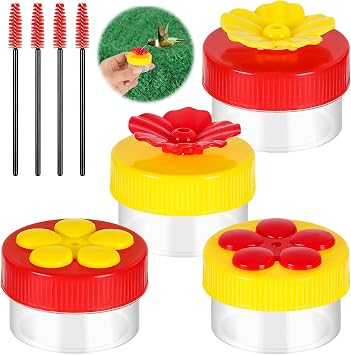 Handheld Hummingbird Feeders with Cleaning Brush, 4-Pack, Mini Hand Feeder