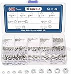 160pcs Hex Nuts Assortment Kit - [#4#6#8#10-24#10-32#12 1/4" 5/16" 3/8" 1/2"] 304 Stainless Steel 18-8 (A2-70) Hardware Nuts Set for Mechanical Repair & Assembly, Silver