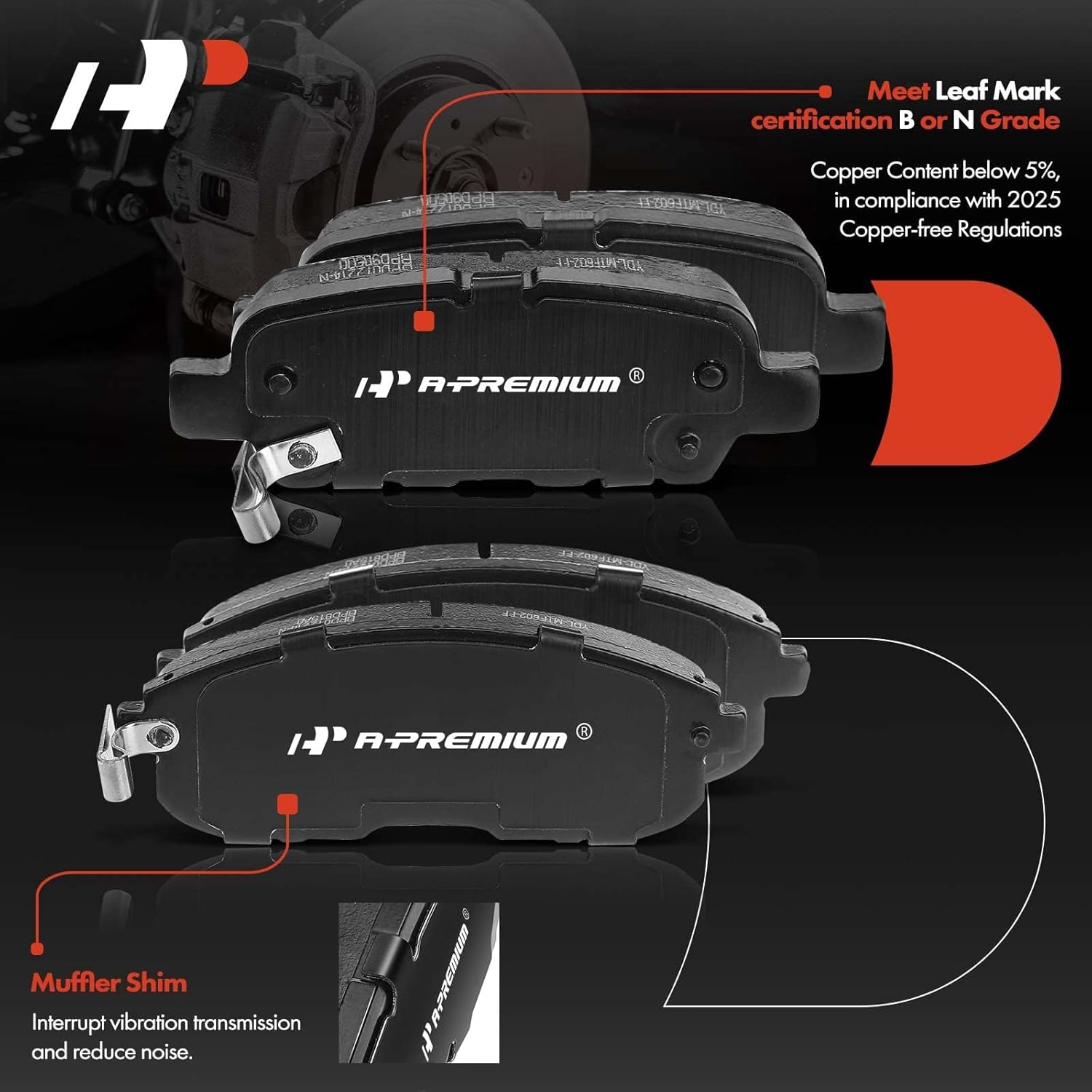 A-Premium Front and Rear Ceramic Brake Pads Set Compatible with Infiniti and Nissan Models - G35, 350Z 2003-2005, Altima 2002-2013, Juke 2011-2017, Sentra 2007-2017, with Hardware, 8-Pack