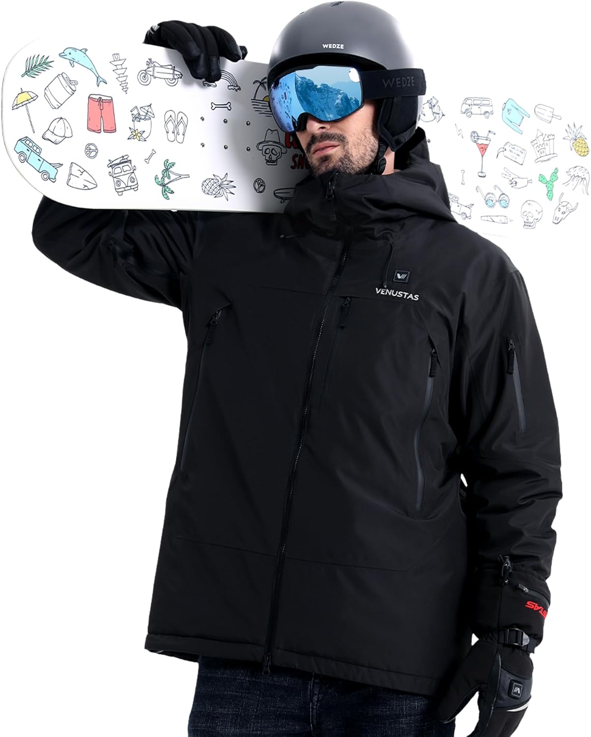 Venustas Men's Heated 3L Ski Insulated Jacket with 12V Battery, Waterproof, Windproof,Breathable, RECCO Reflector Built in - Image 2