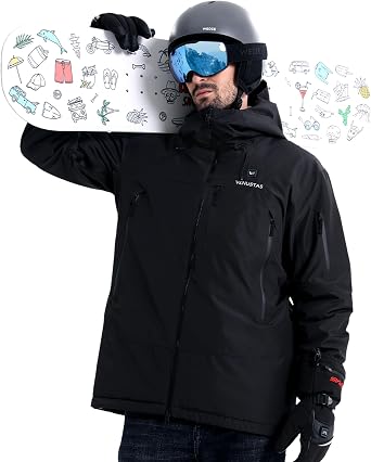 Venustas Men's Heated 3L Ski Insulated Jacket with 12V Battery, Waterproof, Windproof,Breathable, RECCO Reflector Built in