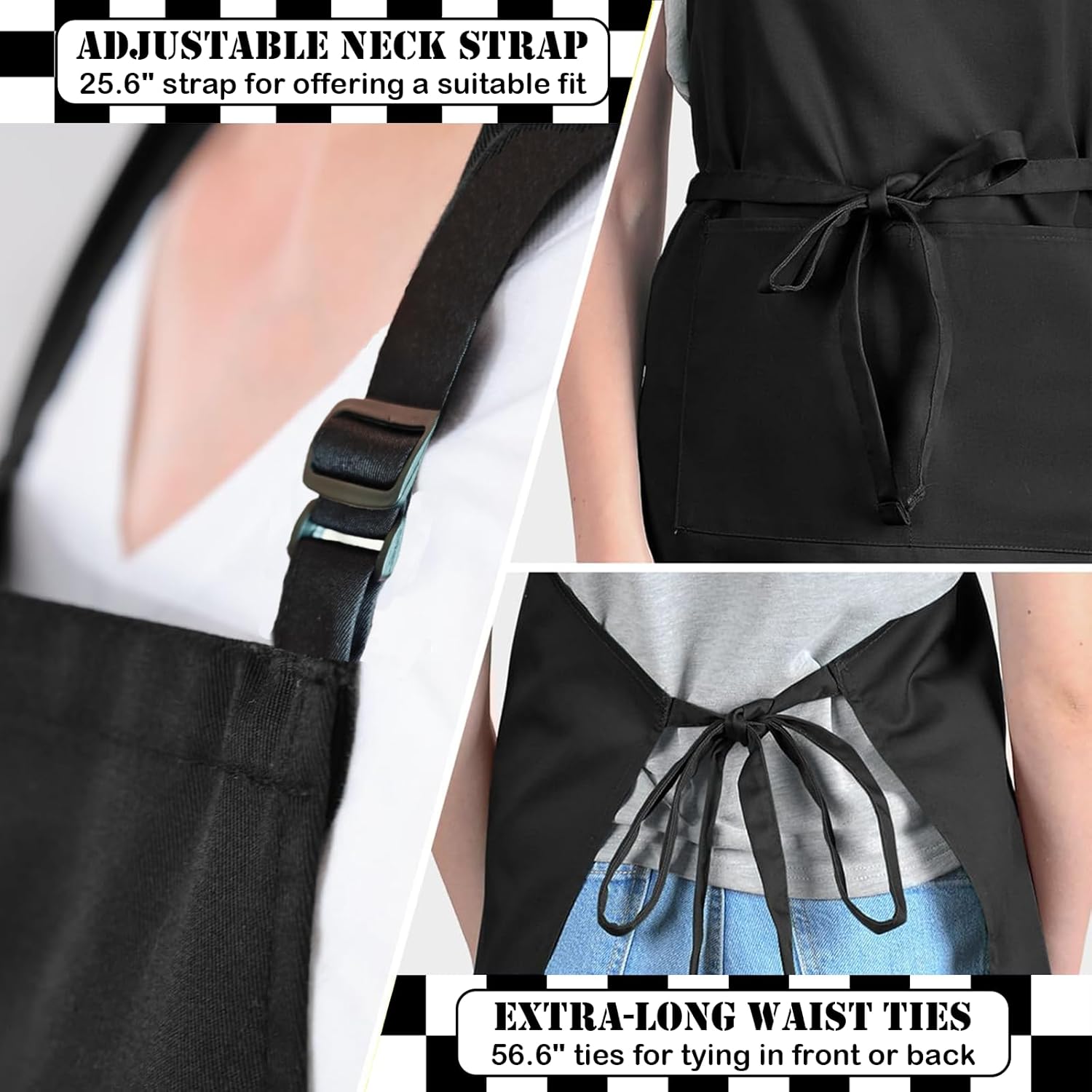 Adjustable Neck Bib Apron with Pocket for Men Women, Waterproof Aprons Gifts for Kitchen Baking Chef Painting Gardening - Image 3