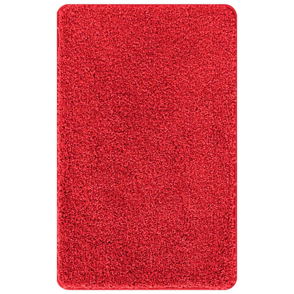 2-TLG Badematten Set Rot, WC Vorleger mit Ausschnitt 50x50 cm und Badteppich 60x90 cm, rutschfeste Badezimmergarnitur aus Polypropylen
