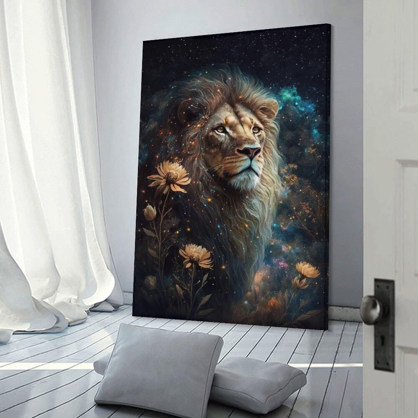 Junmoney Galactic Lion Majesty Home Decor Wall Art 20x30inch(50x75cm), for Lounge, Bedroom Or Personal Spaces, Gift Idea for Housewarming And Birthdays