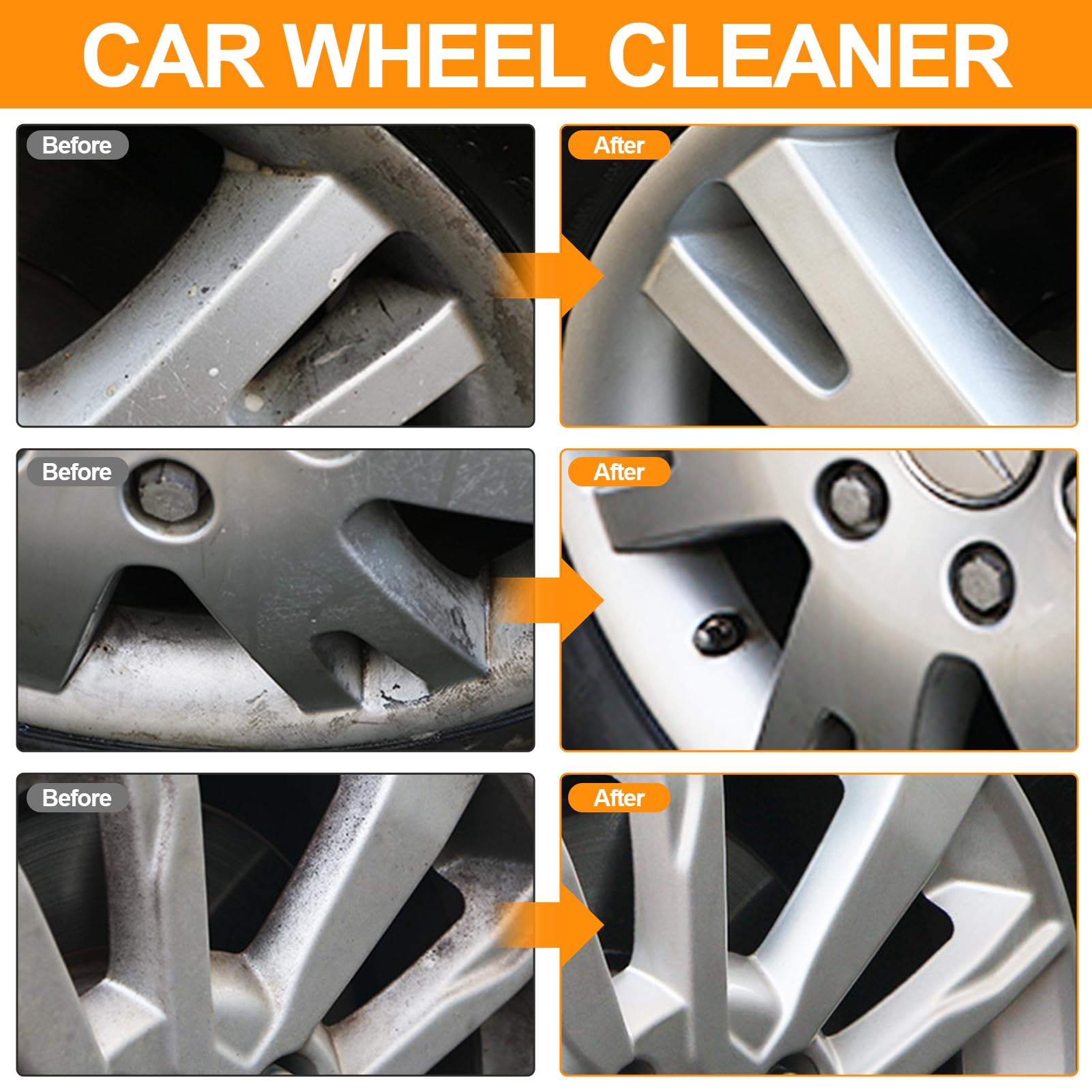 Felgenreiniger, 120ml Auto Felgenreiniger Felgenpflege für Alufelgen und Stahlfelgen Autofelgen Rostentferner Autopflege Reinigung Rostlöser Car Wheel Cleaner Spray Felgenreiniger für Auto (3pcs)