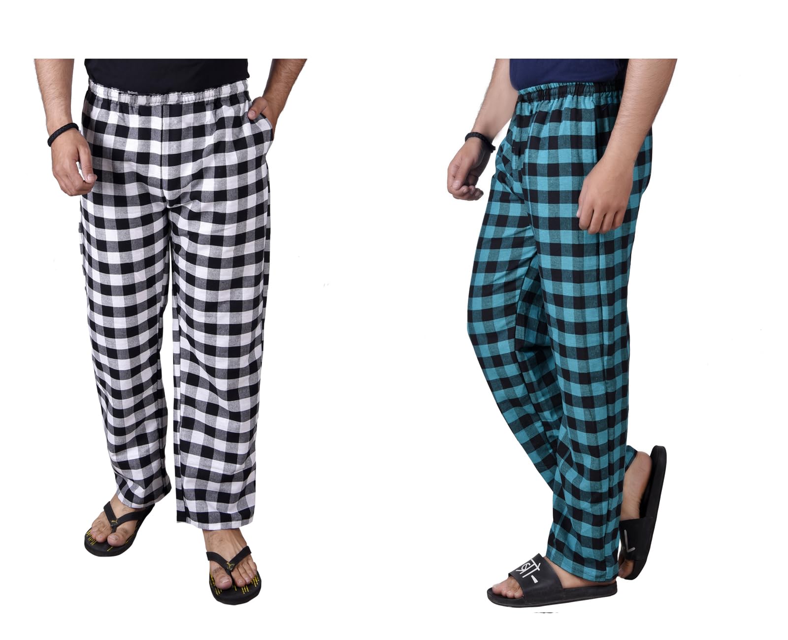 letz dezine Comfortable and Stylish Cotton Check Pyjama for Men - Stay Cozy All Day Night! Pack of 2, (Free Size, Multicolor LDS11472)-picture-36