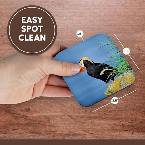 Miniatura 7 de 3dRose Puffin, en un acantilado - Alaska. - Posavasos suaves, juego de 4 (CST_206699_1)