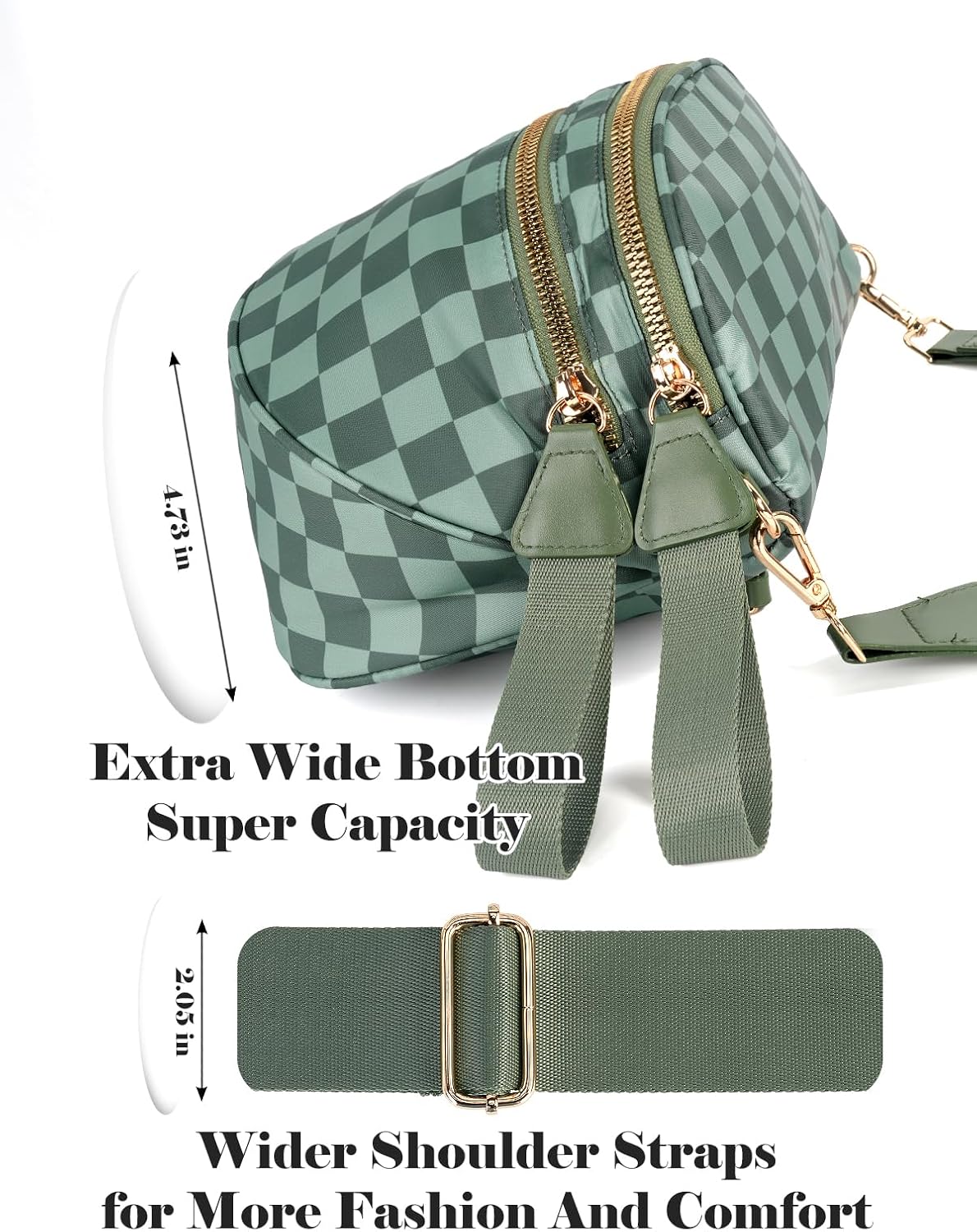 Black and White Checkered Crossbody Bag Bum Bag for Women,Spacious Checkered Purse Fanny Packs Belt Bag - Image 5