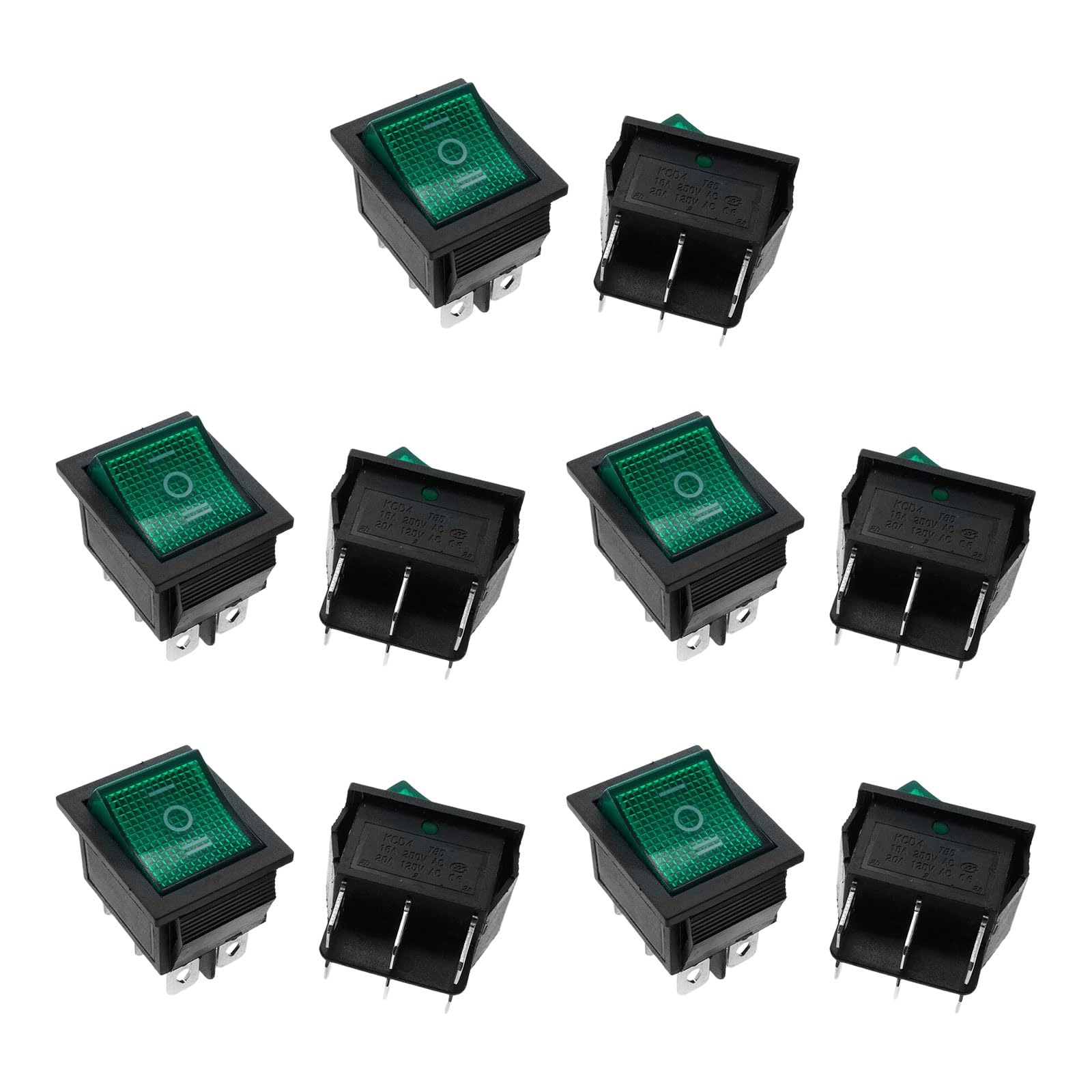 CUNZJIA 16A 250V Rockers Switches with Red Light Indicators LED Toggle Rockers Switches for Home Appliances and Fitness Equipmen