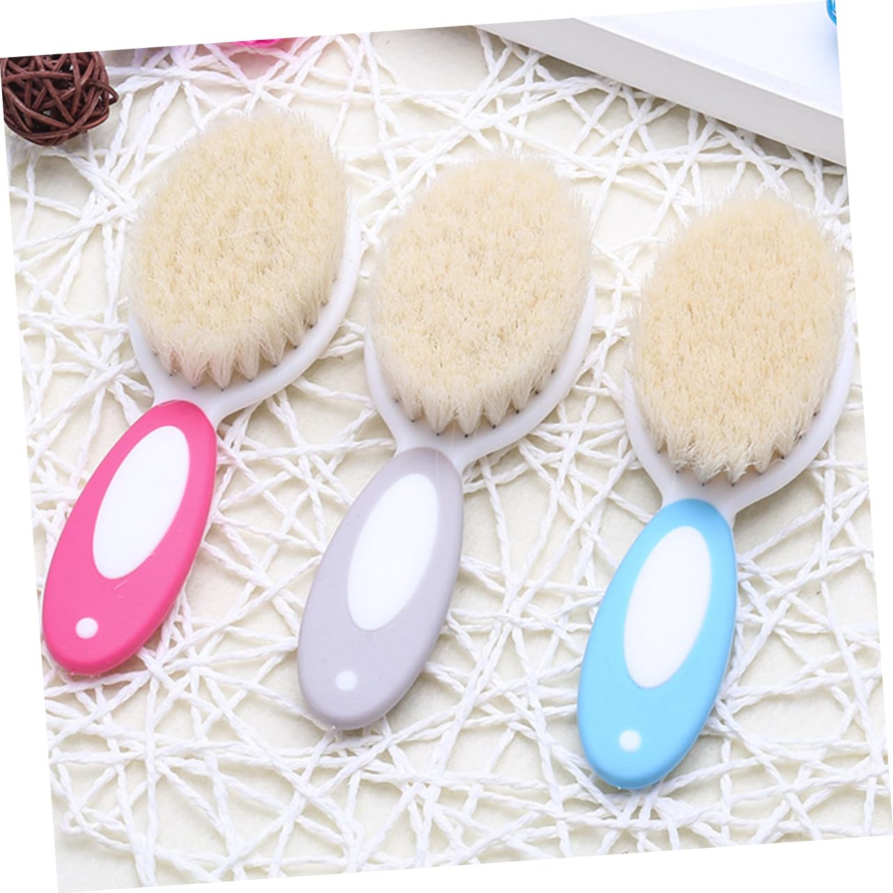 VICASKY 2 Piece Baby Hairbrush Set Pink Newborn Care Comb Brush Head Massager Gentle Scalp Care for Infants