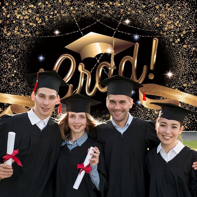 Fondo Fotográfico 10x8ft Graduación 2026 Oro y Negro miniatura 2