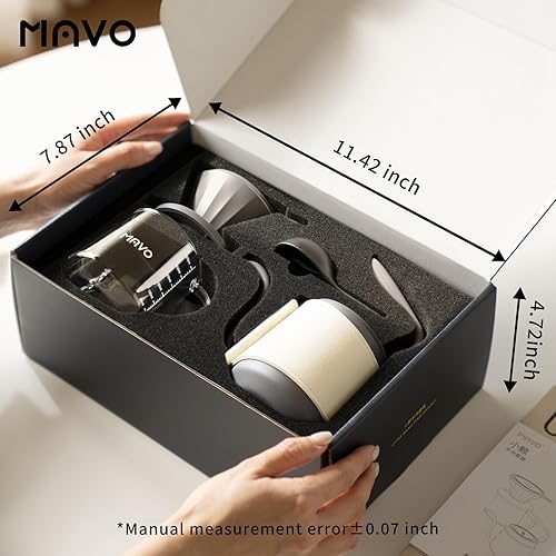 Miniatura 8 de Juego de cafetera para verter sobre tetera, gotero de café, servidor de café de vidrio con escala, filtro de acero inoxidable (verde)