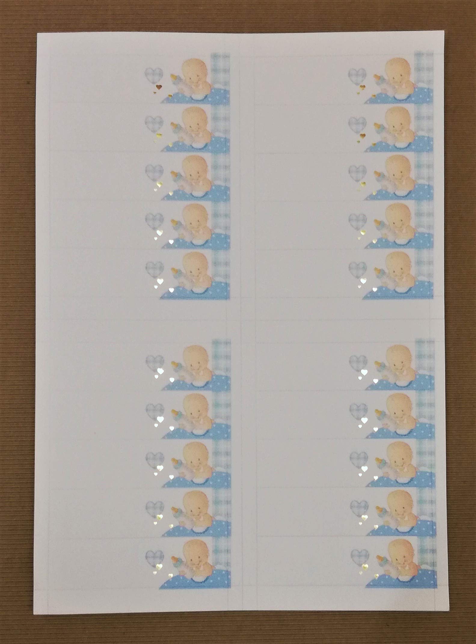 100 Bigliettini Bomboniera Nascita/Battesimo Maschili - Prefustellati A4 Con Dettagli Oro