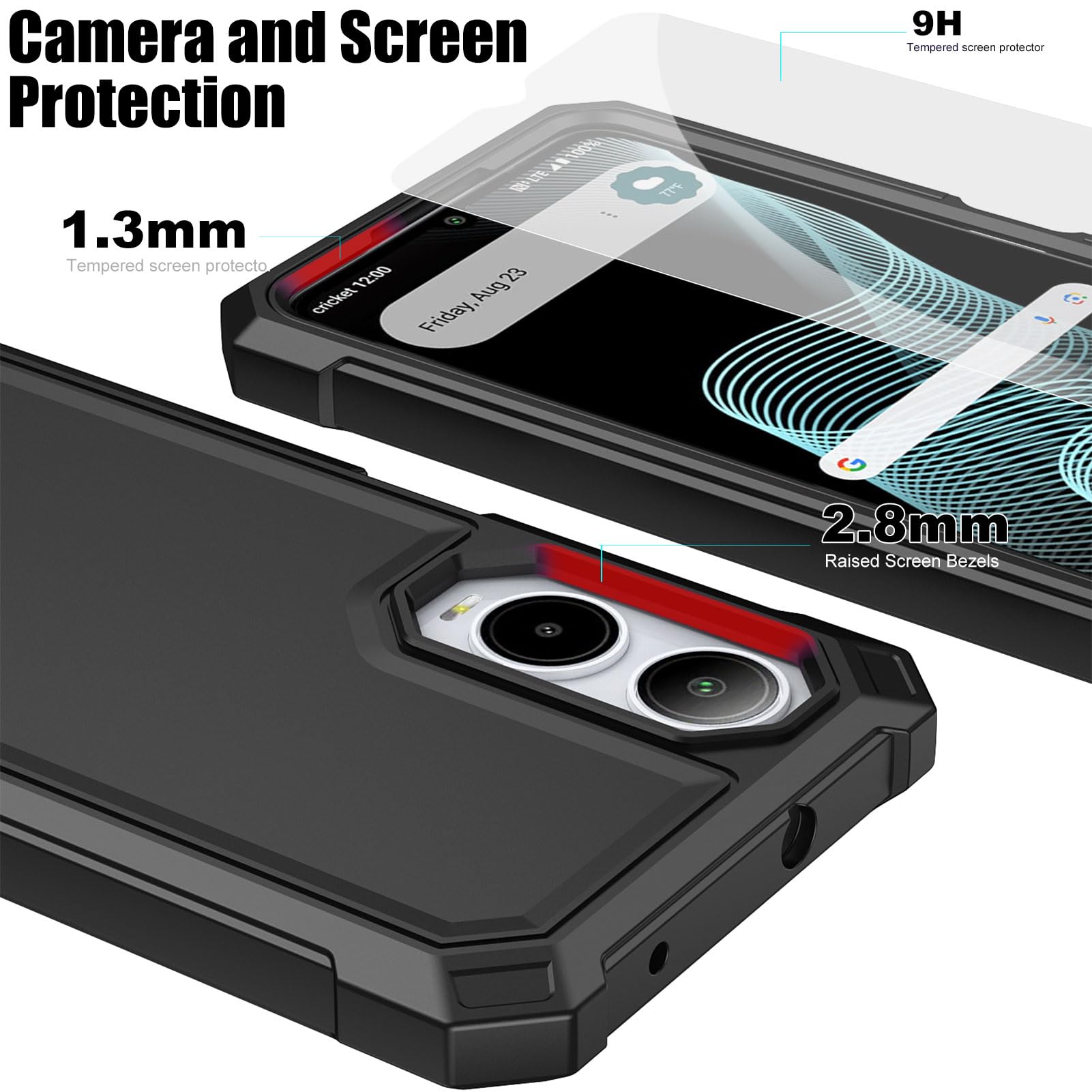 HGGJFLYX For Cricket Icon 6 Case, Heavy Duty Dual Layer For