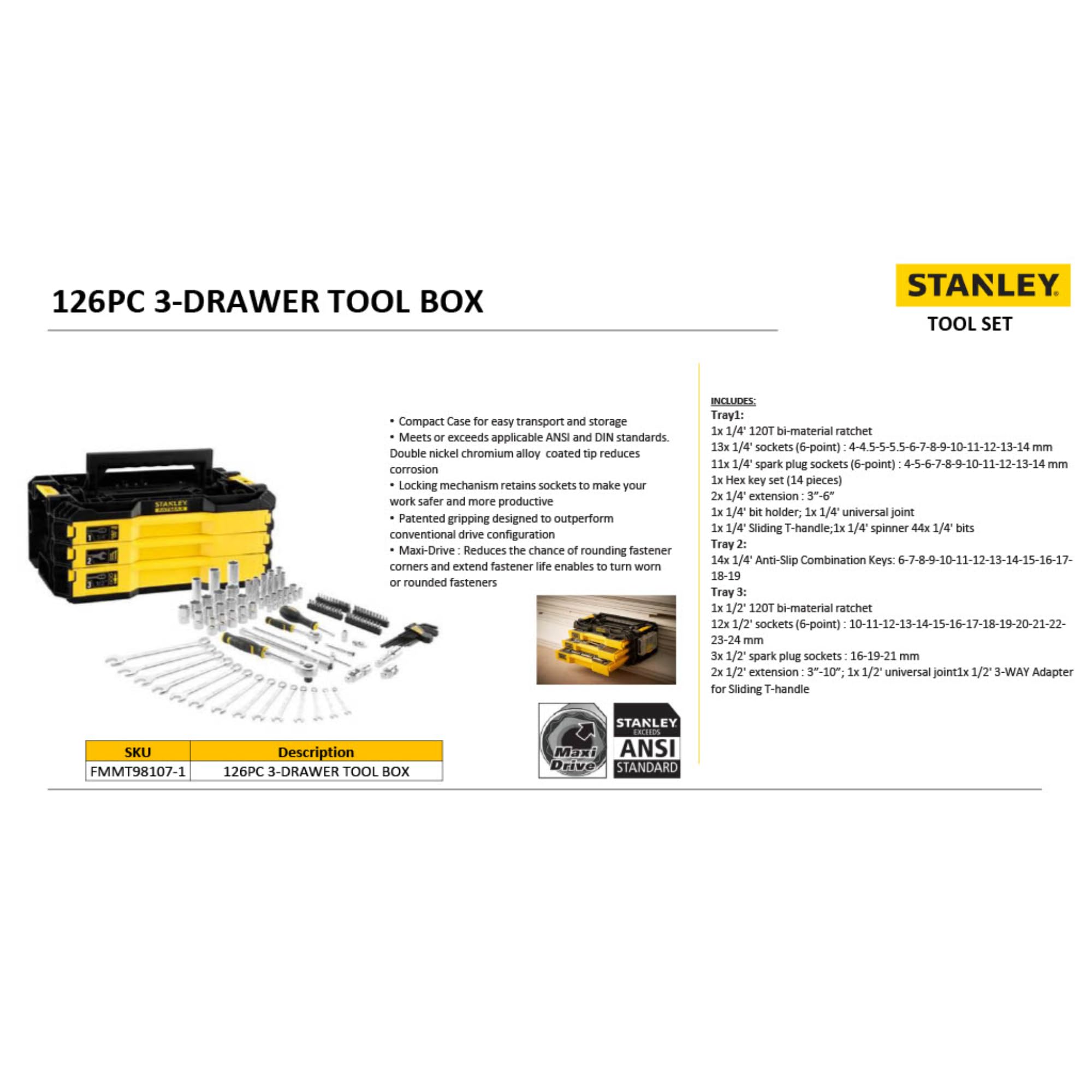 STANLEY FMMT98107-1 Kit Manutenzione 126 Pezzi