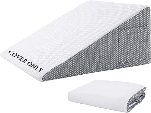 HOMBYS Funda de almohada de cuña para cama con bolsillo lateral y cremallera, suave, transpirable, extraíble y lavable a máquina, solo funda (25 x