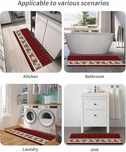 Miniatura 6 de Alfombra de baño de Poinsettia para bañera, antideslizante, de secado rápido y absorbente, tierra de diatomeas, fregadero de ducha para dormitorio,