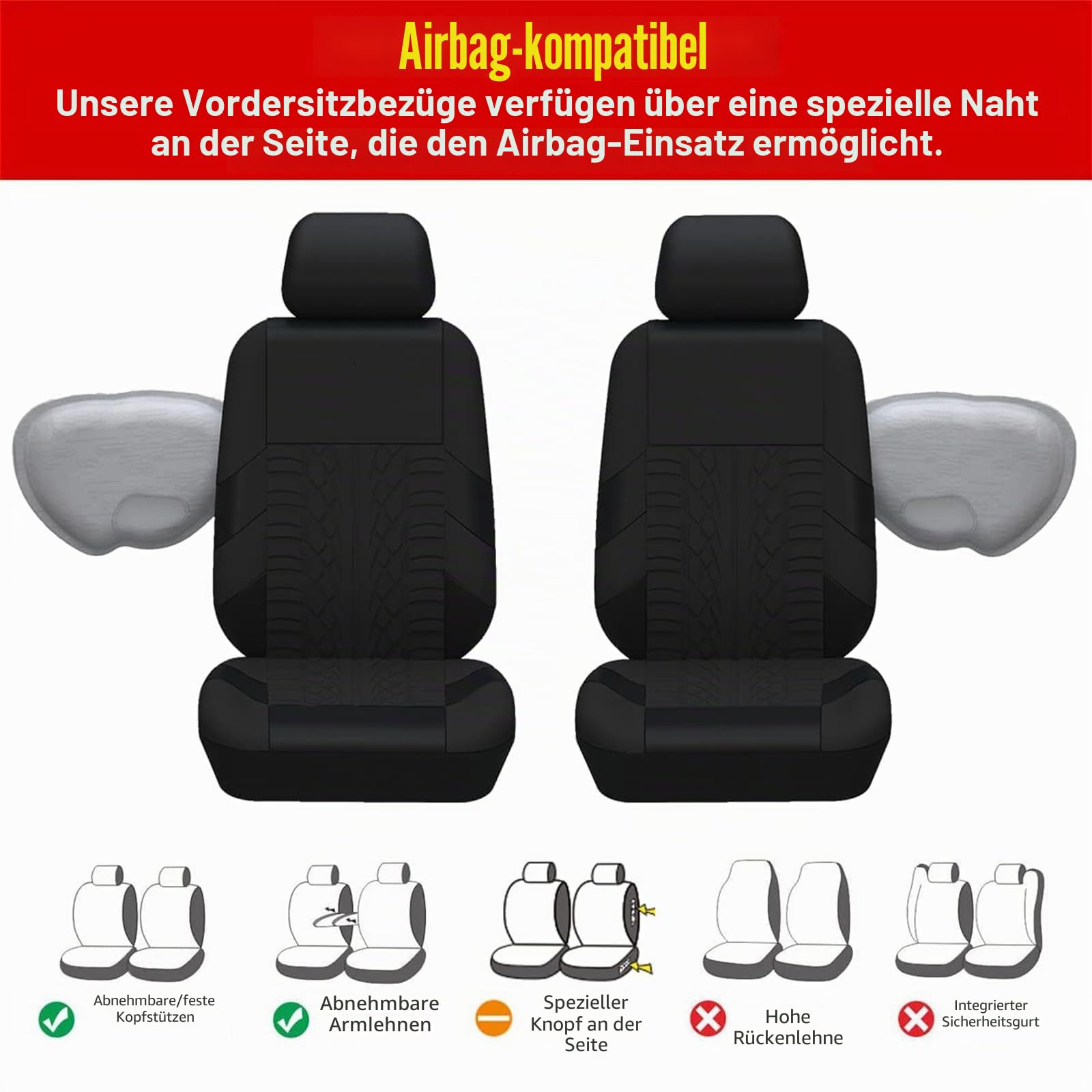 abrupt Auto Sitzbezüge für VW Taigo/Taigo R-Line SUV Crossover, Custom Autositzbezüge Set Allwetter Sitzbezüge Auto Vorne und Hinten Autositzschoner Auto Schonbezug Autositz,E Black
