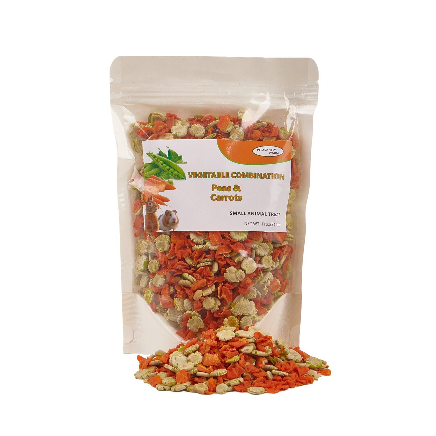 Pleasantly Warm Rabbit Chew Toy - Carrot and Pea Slice Combination 11oz Treats, Suitable for Rabbits and Other Small Herbivores