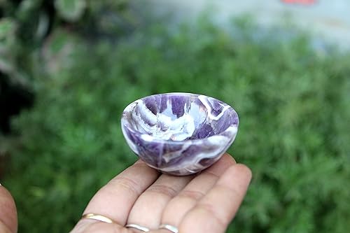 Miniatura 6 de Cuenco de amatista natural de 2 pulgadas con piedras preciosas A+tallado a mano, bandeja curativa de altar de cristal, plato de enfoque devocional,