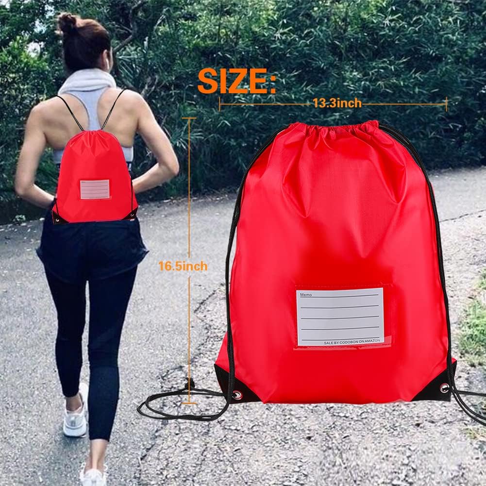 CODOBON 20 Pcs Drawstring Bags,Bulk Draw String Backpack, Cinch Bag Sackpack for Travel Gym Sport, Red - Image 5