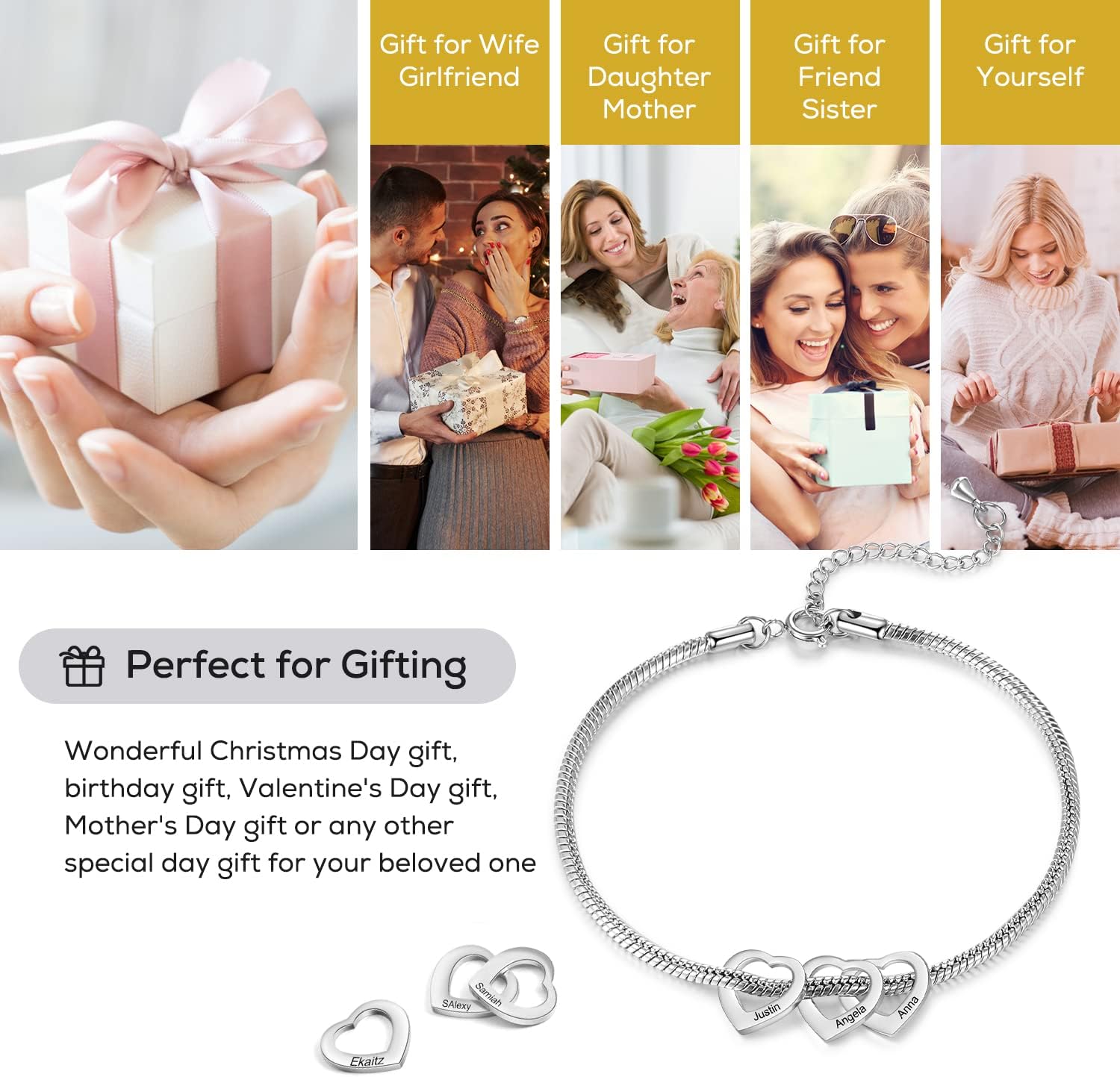 Personalized Anklets for Women Adjustable Silver Gold Anklets with Heart Name Initial Ankle Bracelets for Women Jewelry Gifts for Mom Her - Image 3