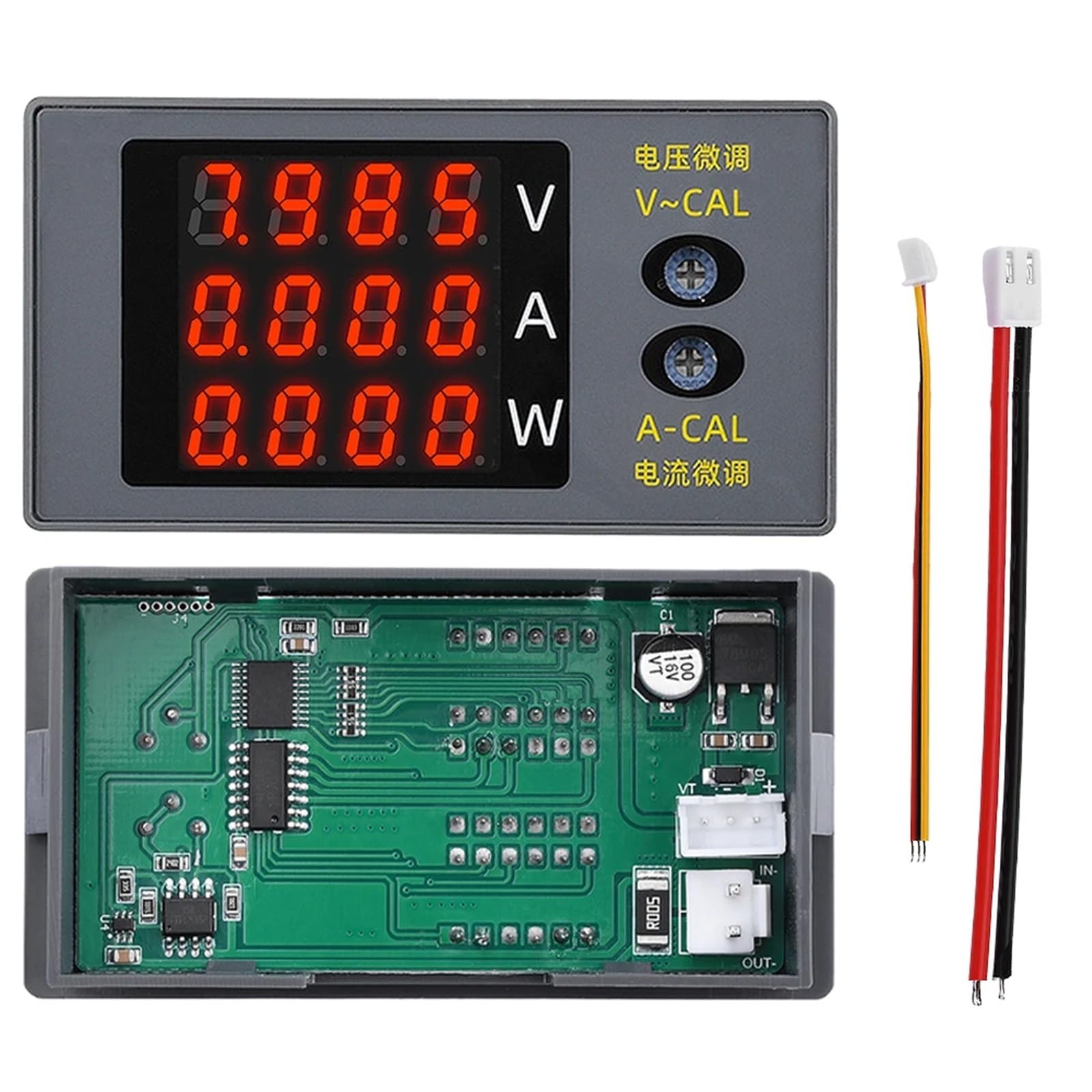 DC 0 ~ 100 V miernik napięcia prądu 10 A 1000 W 4-cyfrowy watomierz elektryczny miernik mocy precyzyjnie dostrojone narzędzia dla elektryków (kolor czerwony)