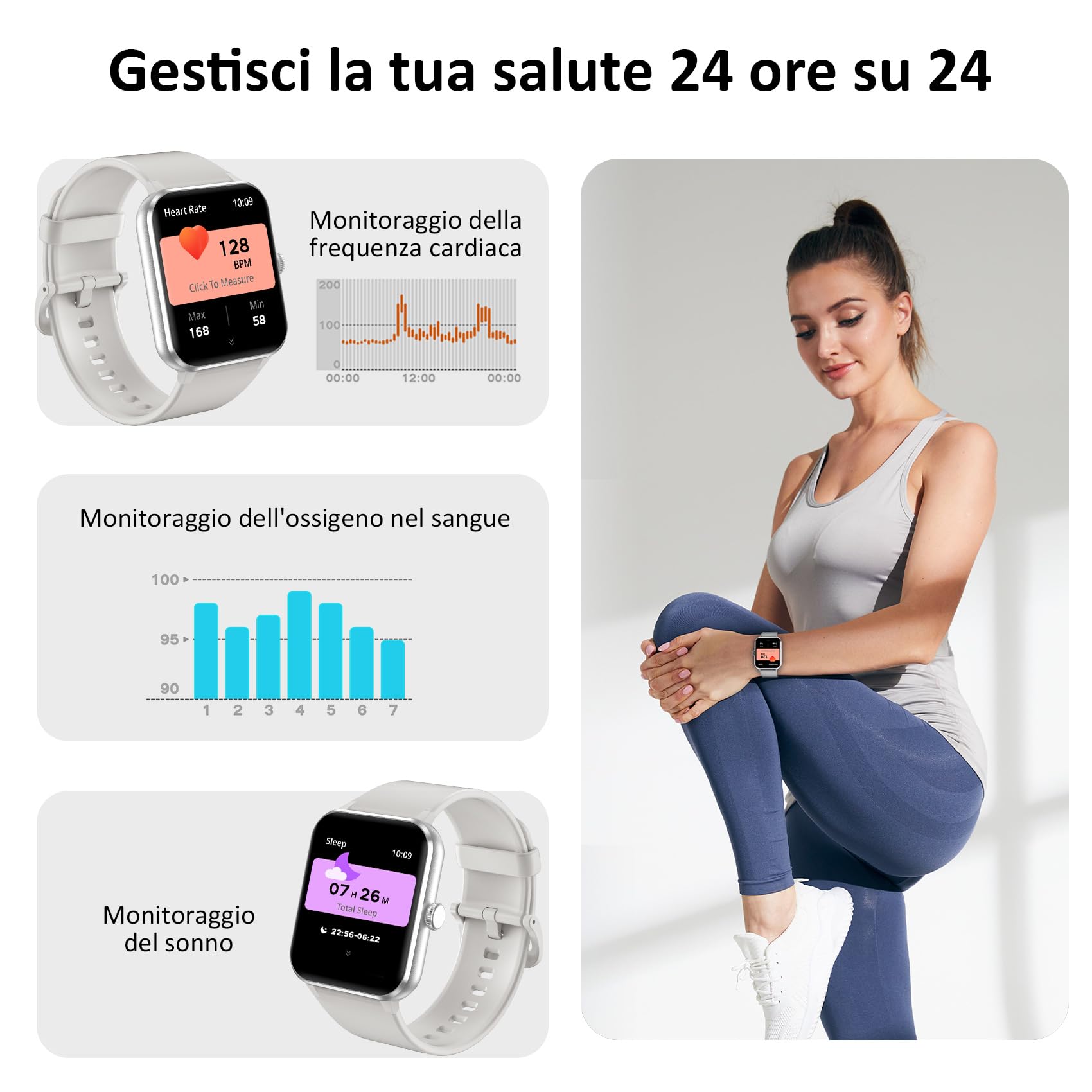 Blackview Smartwatch Uomo Donna, Effettua e Rispondi alle Chiamate,1,85'' Orologio Intelligente Fitness,Cardiofrequenzimetro, Monitoraggio del Sonno, Calcolatori per Android iOS