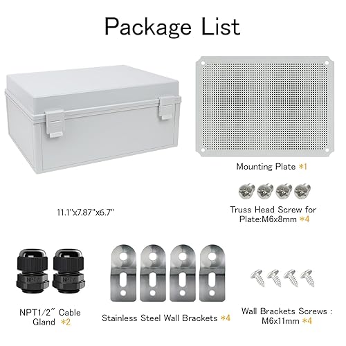 Vista 13 de Caja de conexiones IP65 impermeable de plástico ABS con bisagras, cubierta transparente de policarbonato, caja de proyectos eléctricos con placa