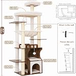 Gitelsnour Cat Tree, 70.9 Inch Wood Cat Tower for Large Cats Adult, Modern Cat Furniture with Double-Layer Wooden Cat Condo, 2 Platforms, Hammock and Scratching Posts, Rustic Brown GCT102SR