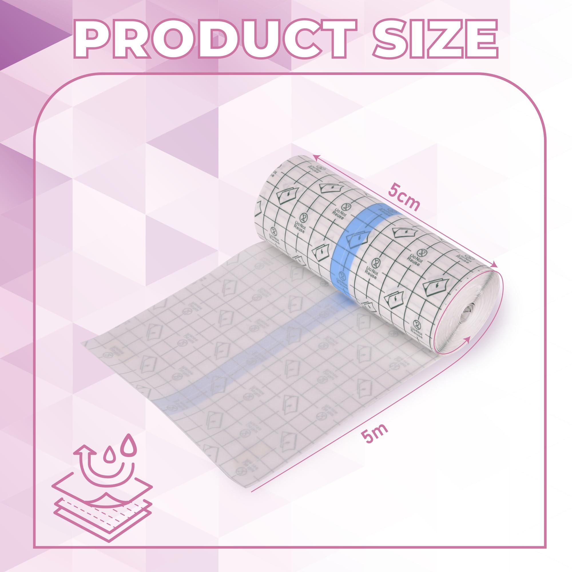 Tattoo Aftercare Waterproof Bandages 5cm x 5m – Freely Cut Transparent Stretch Adhesive Bandage Dressing, Wound Sticker Good for Wound Healing, Tattoo aftercare, Shower 4