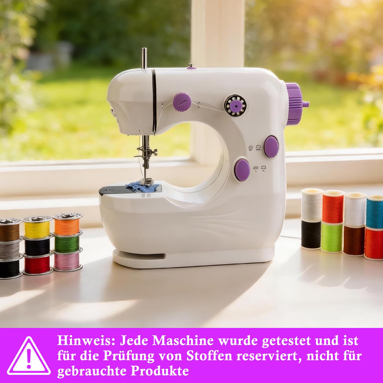 Nähmaschine für Anfänger mit 42 Teilen Zubehör, Tragbare Nähmaschine Kinder Elektrisch mit Dual-Speed, Leicht Tragbar für DIY & Handarbeit - für Kinder & Erwachsene (Lila/Weiß)