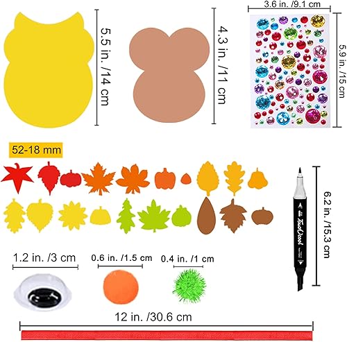 Miniatura 7 de Winlyn Kit de manualidades de otoño de 24 piezas, manualidades de Acción de Gracias, adornos de búho de espuma, decoraciones de decoración de hojas
