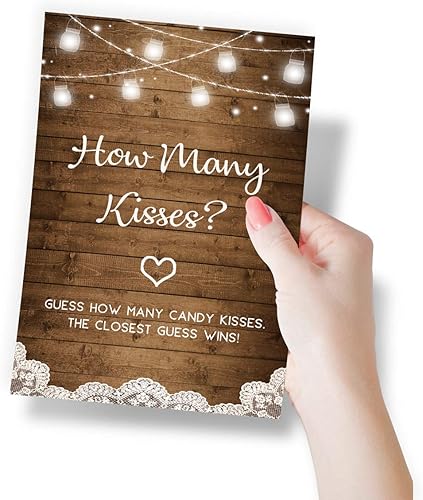 Miniatura 3 de Printed Party Juego de adivinanzas de caramelos, Adivina cuántos, rústico, 50 cartas y letrero