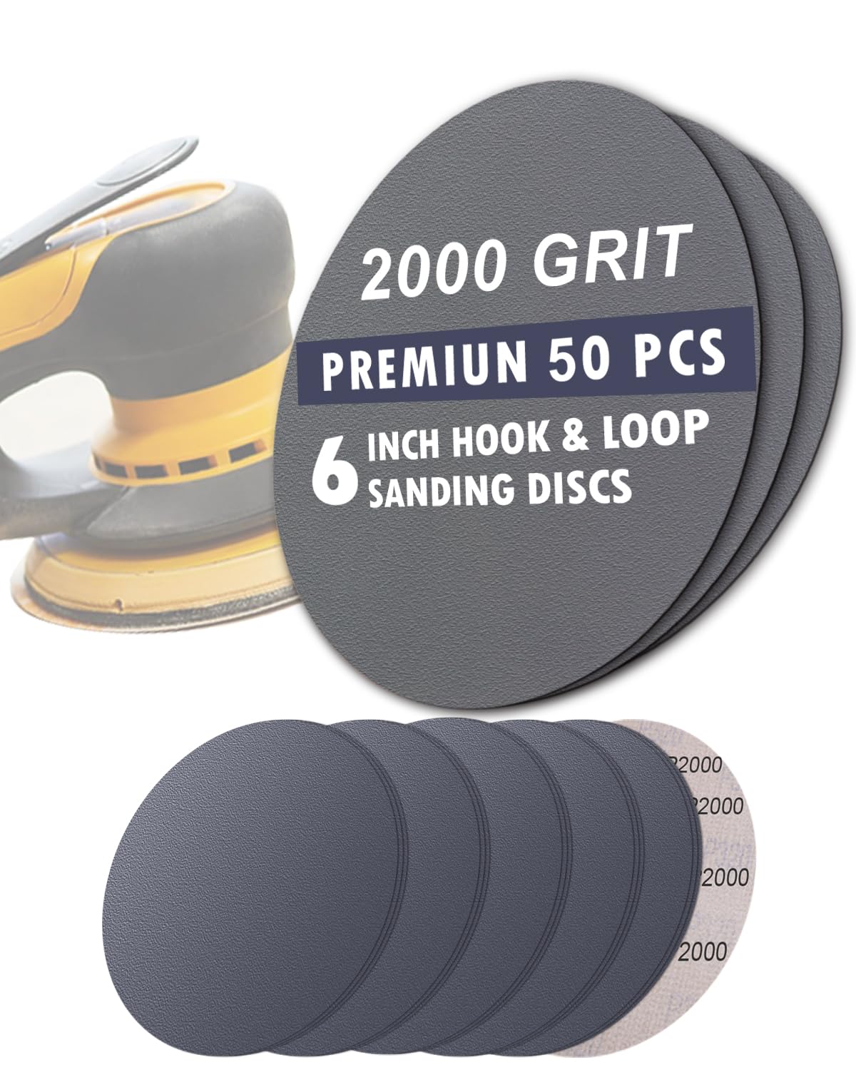 6 Inch Sanding Discs - 50 Pack Fine Grit -9