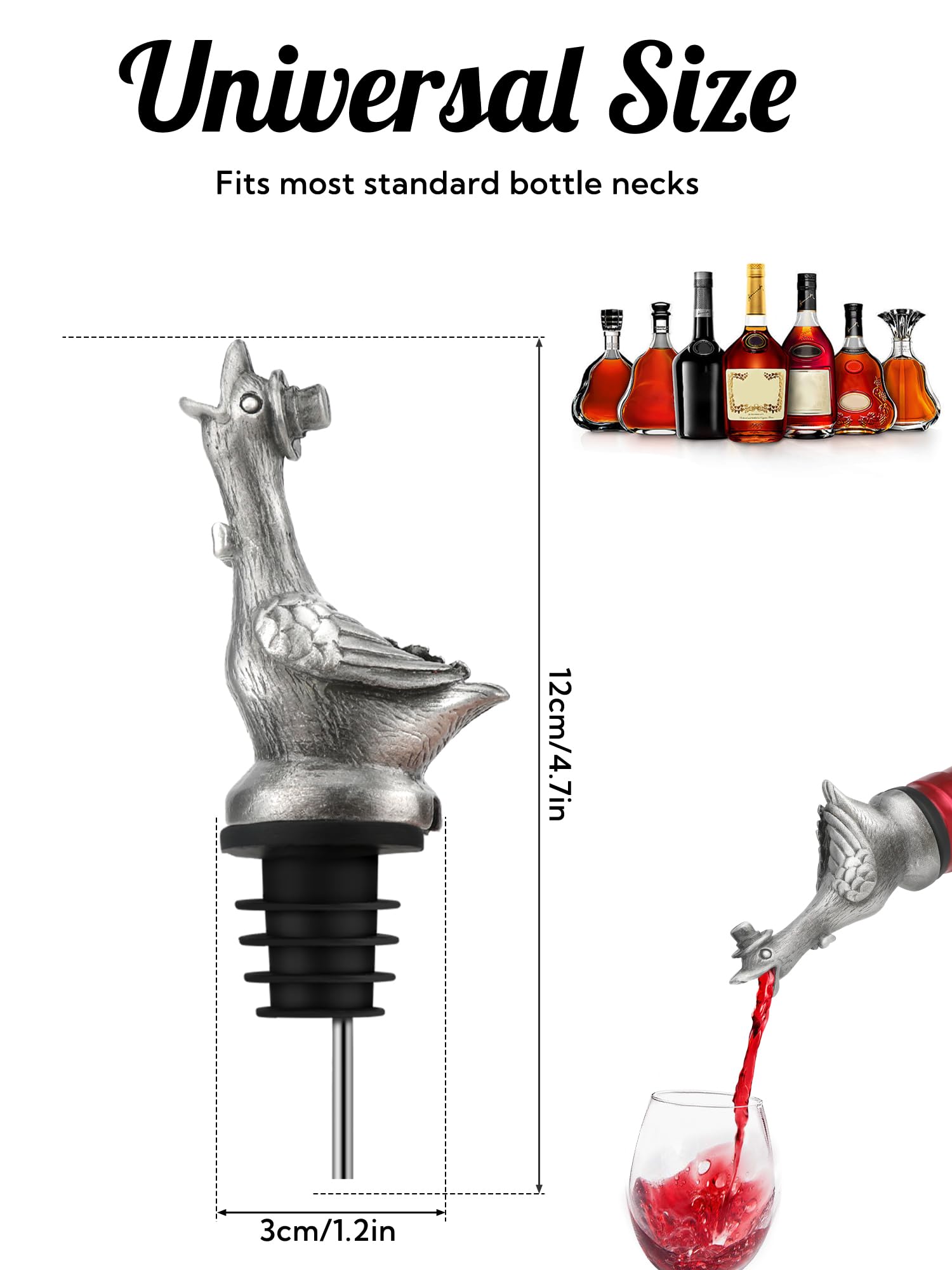 Stainless Steel Speed Pour Spouts With Dust Caps 12-Pack Stainless Steel Liquor Pourers - Speed Spouts With Rubber Dust Caps Restaurant Bar Accessories