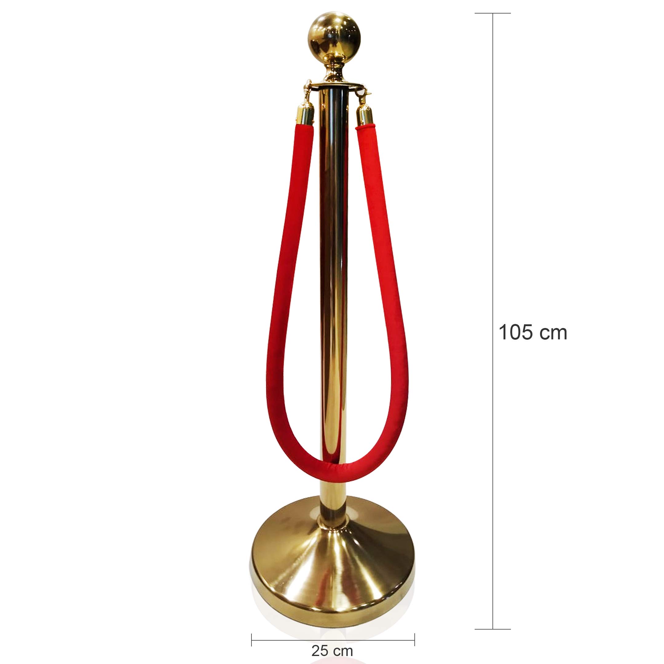 7 star DECOR Gold Stanchion Post with Red Velvet Rope Queue Barrier Stand, Heavy Duty Crowd Control Pole with Weighted Base for Events, VIP Parties, Weddings, Theatres & Restaurants (1 rod, 1 rope)-image-18